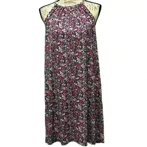 MICHAEL KORS Floral Midi Halter Chain Neck
Sleeveless Dress Size Medium - Picture 1 of 16